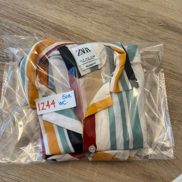 Zara Relaxed‎ Fit Striped Shirt Mens Short Sleeve Button Up Casual Multicolor - Picture 4 of 6